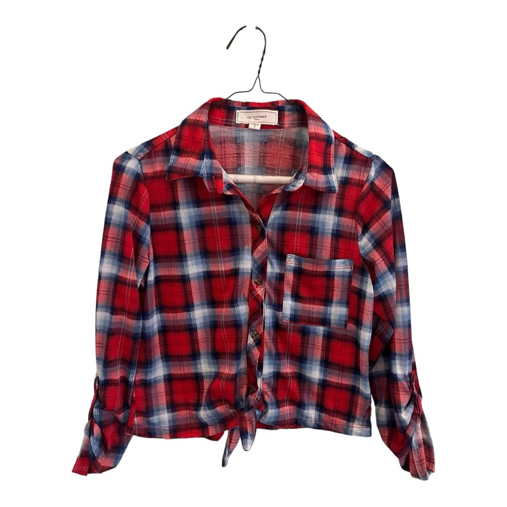 Plaid long-sleeve button-down shirt size S